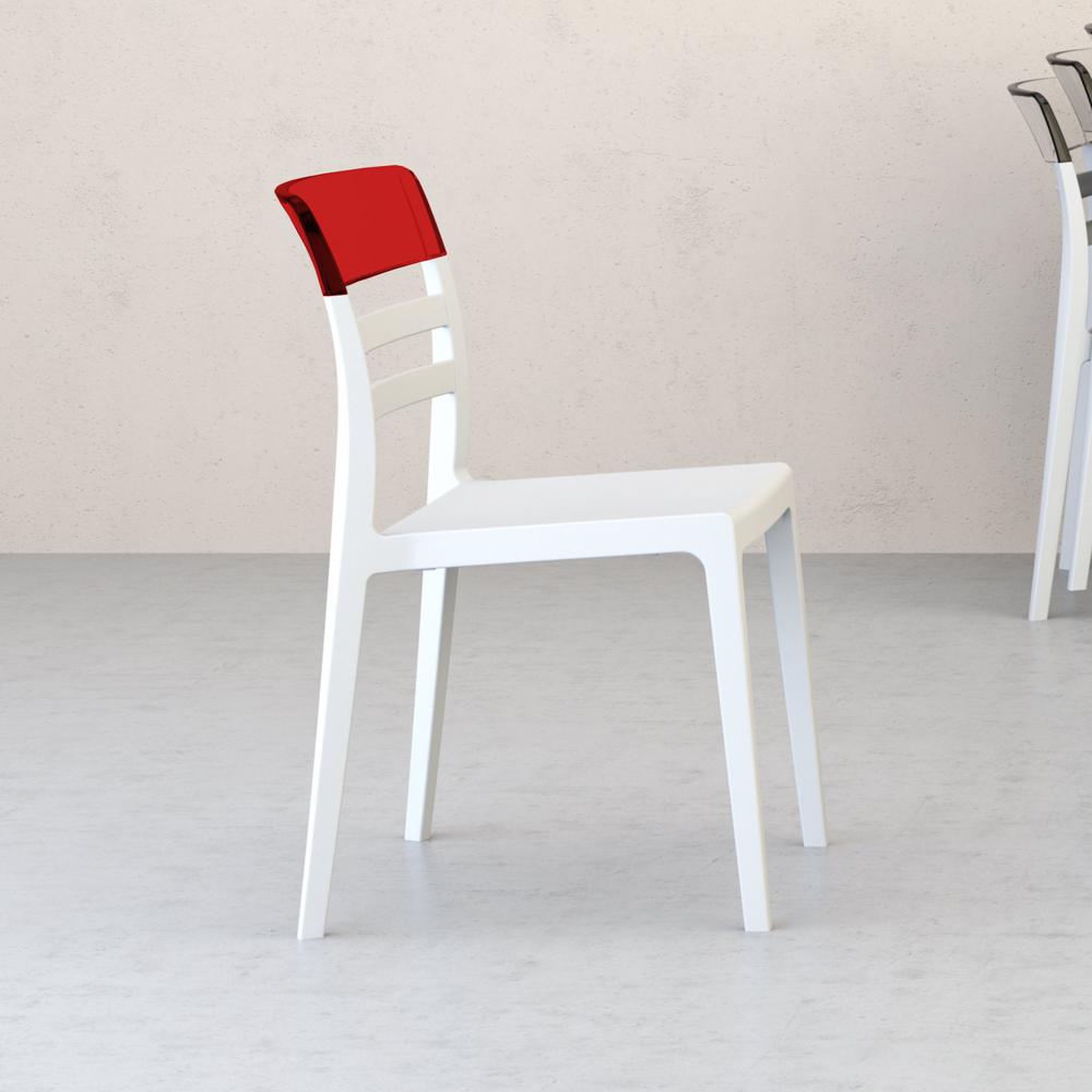 Moon Dining Chair White Transparent Red, Set of 2. Picture 6