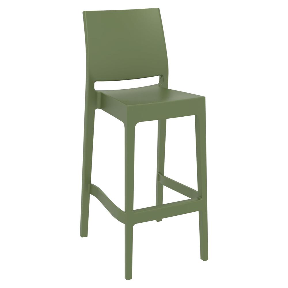 Sky Maya Square Bar Set with 2 Barstools Olive Green. Picture 2