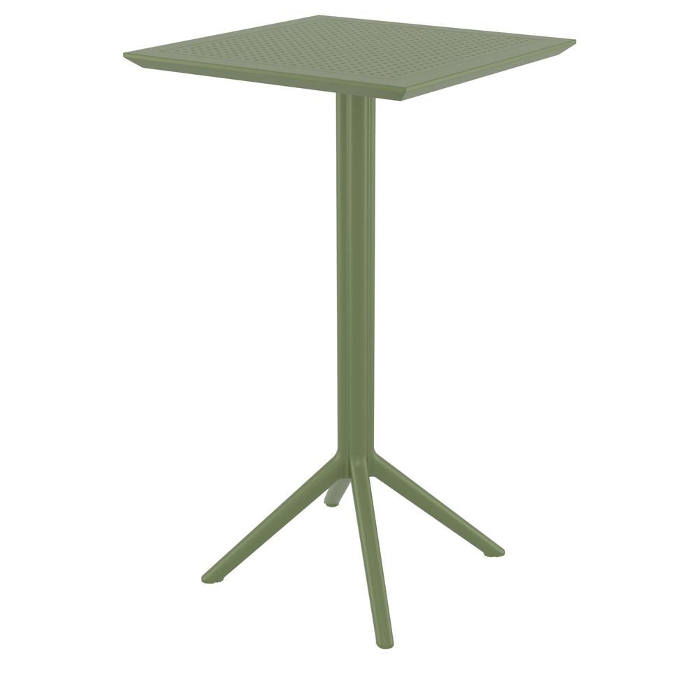 Sky Maya Square Bar Set with 2 Barstools Olive Green. Picture 3