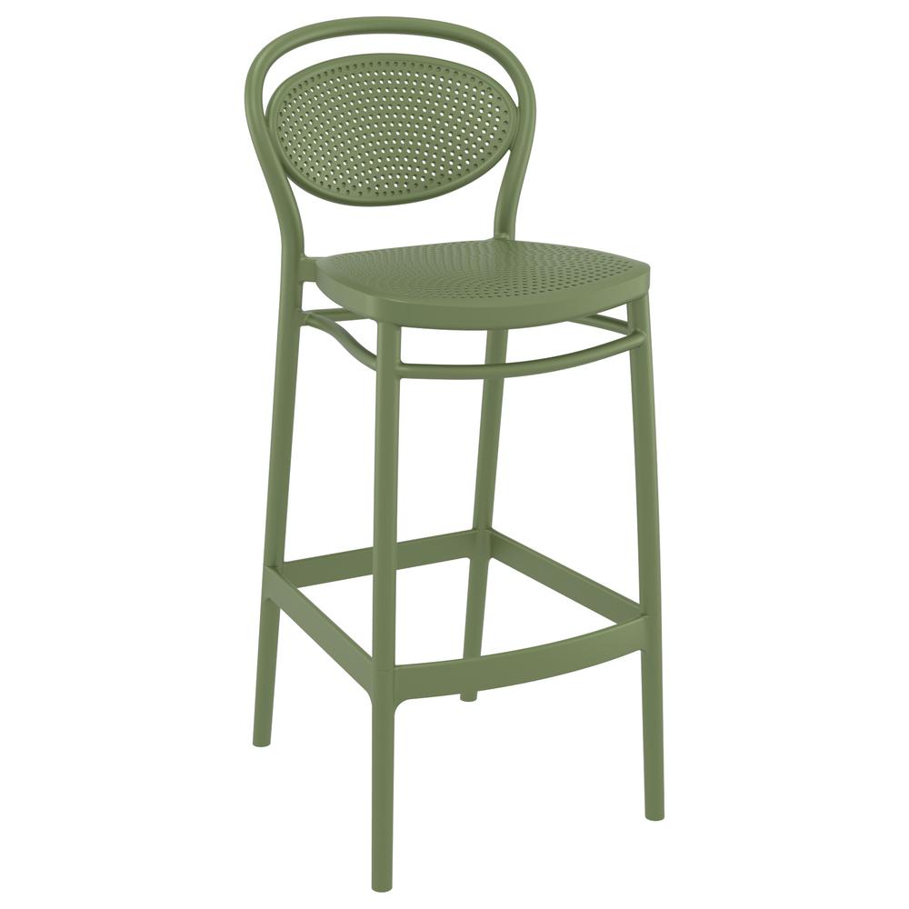 Sky Marcel Square Bar Set with 2 Barstools Olive Green. Picture 2