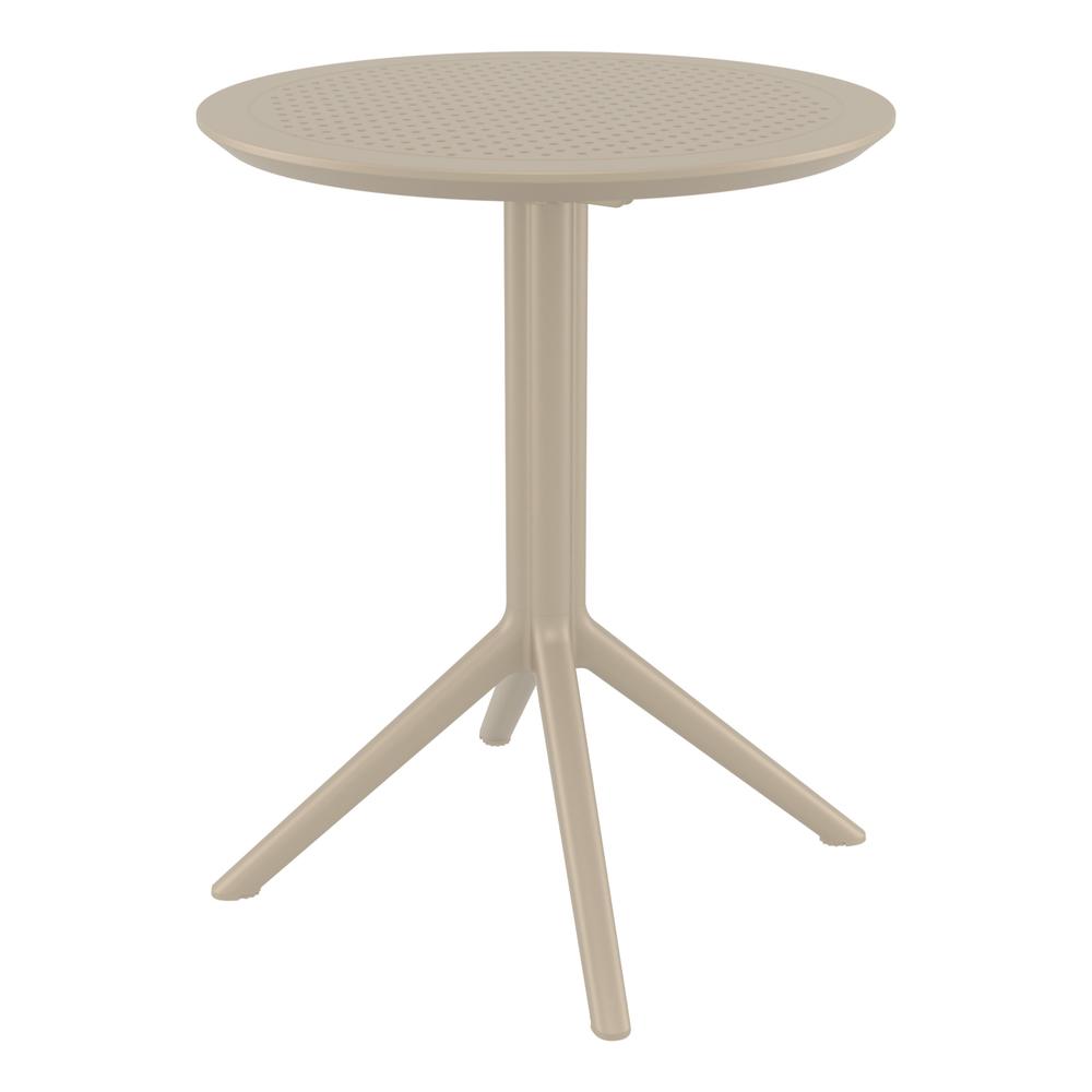 Sky Round Folding Table 24 inch Taupe. Picture 1