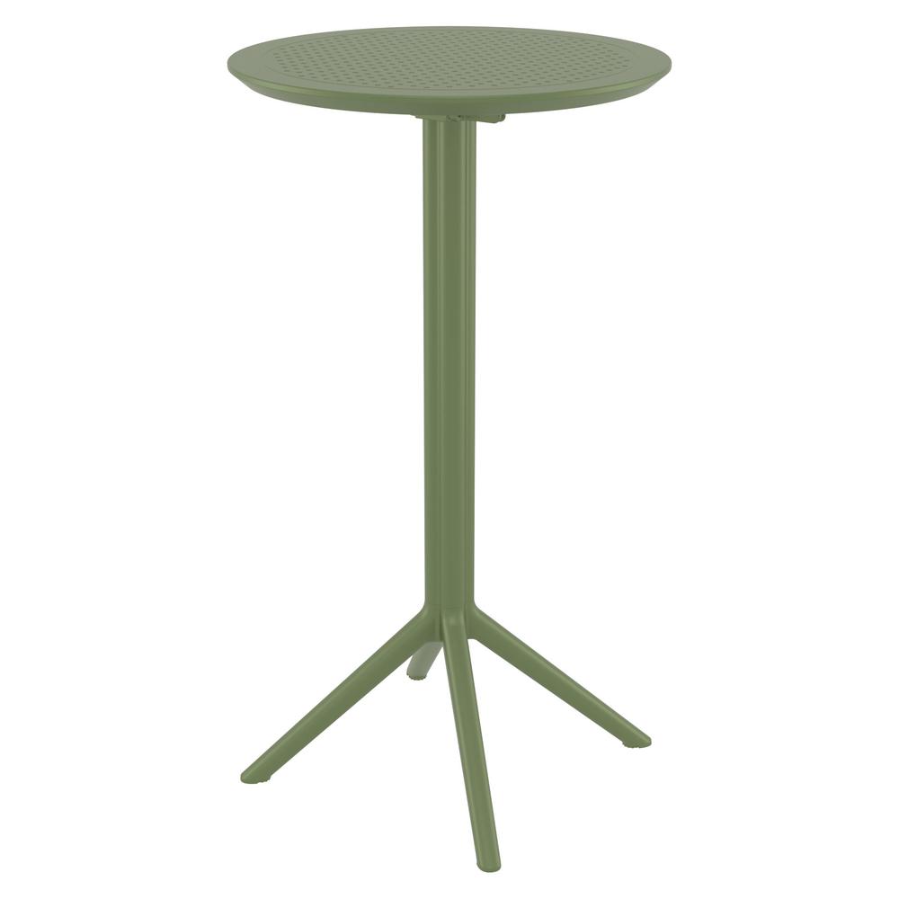 Sky Round Folding Bar Table 24 inch Olive Green. Picture 1