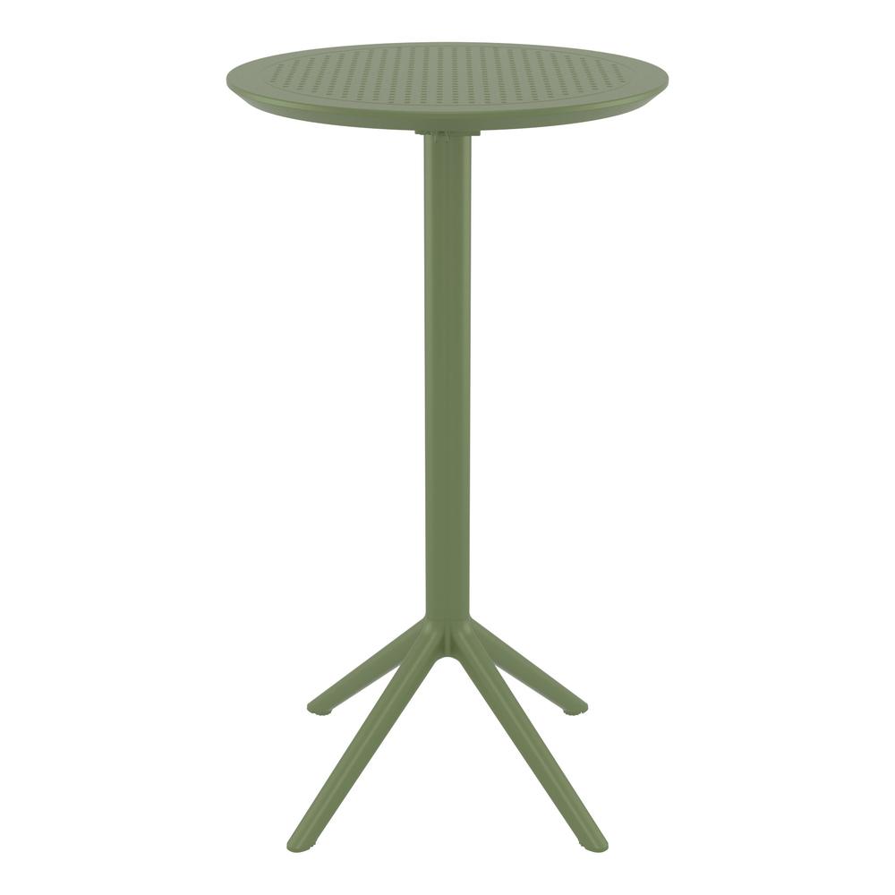 Sky Round Folding Bar Table 24 inch Olive Green. Picture 2