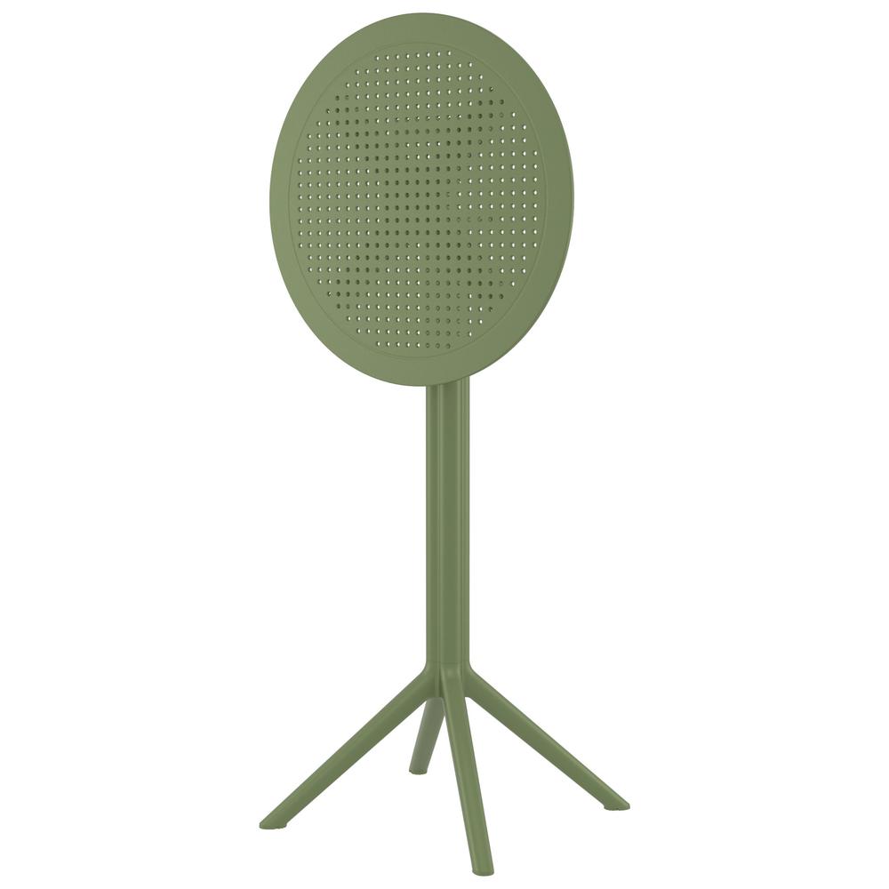 Sky Round Folding Bar Table 24 inch Olive Green. Picture 7