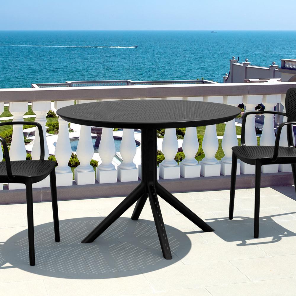 Sky Round Folding Table 42 inch Black. Picture 3