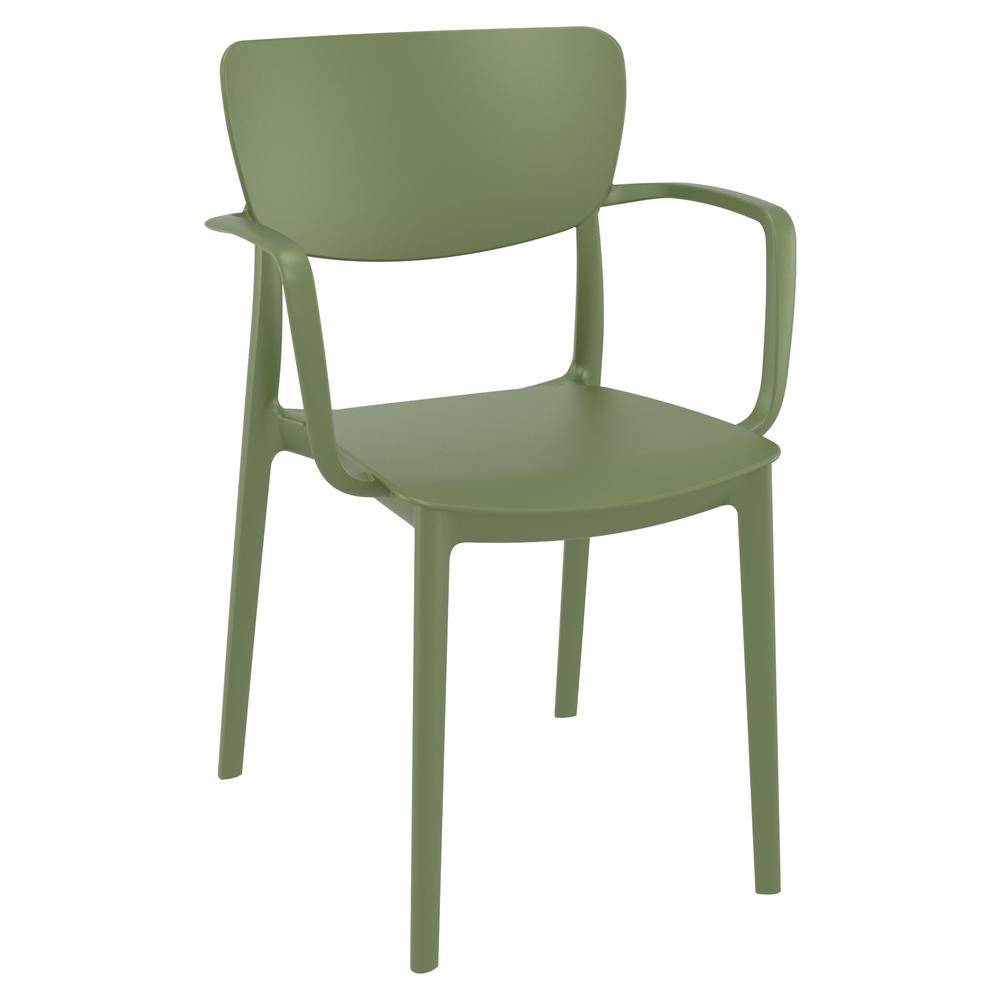 Lisa Outdoor Dining Arm Chair Olive Green, Set of 2. Picture 1