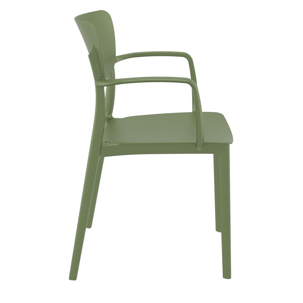Lisa Outdoor Dining Arm Chair Olive Green, Set of 2. Picture 4