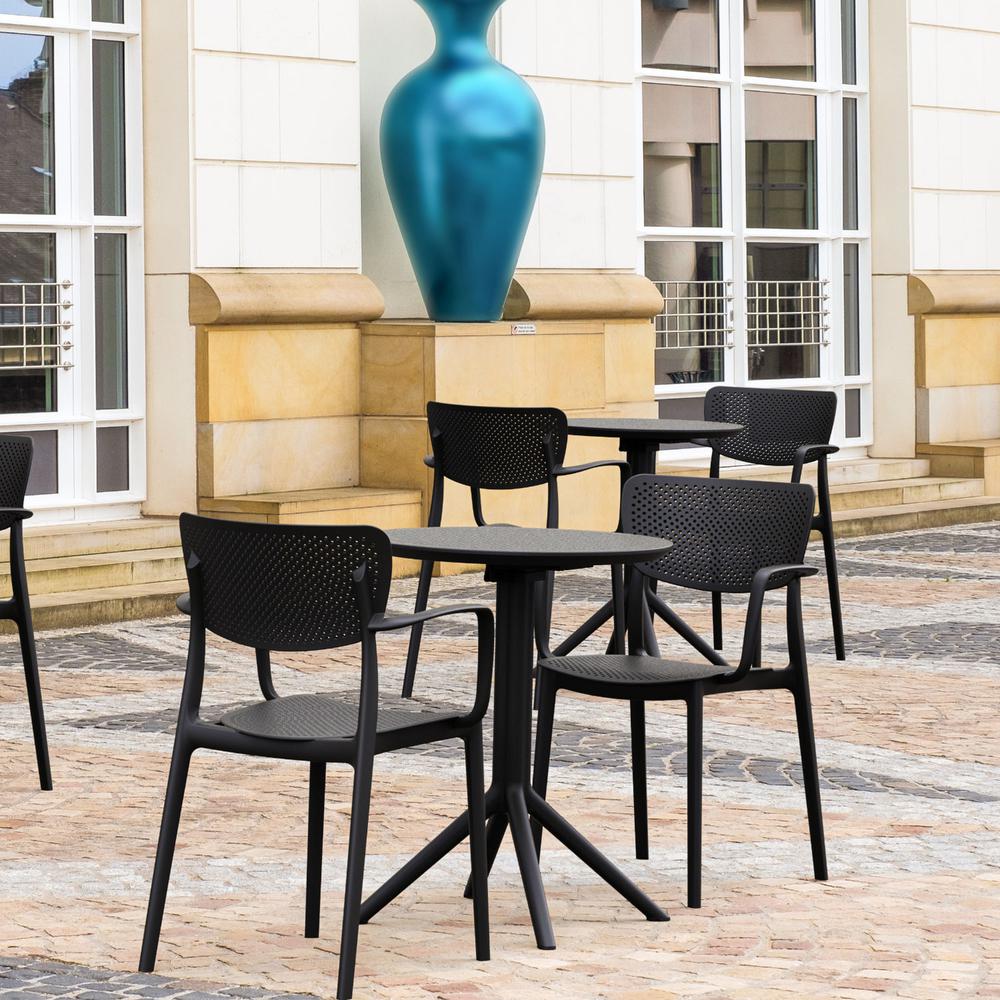 Loft Round Bistro Set 3 Piece with 24 inch Table Top Black. Picture 1