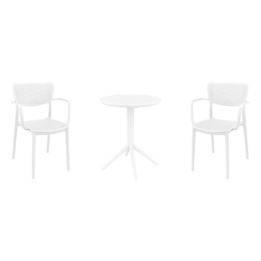 Loft Round Bistro Set 3 Piece with 24 inch Table Top White. Picture 4