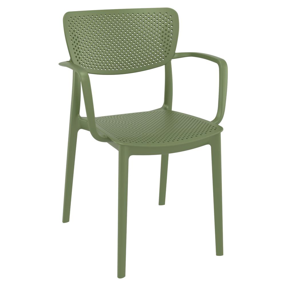 Loft Outdoor Dining Arm Chair Olive Green, Set of 2. Picture 1