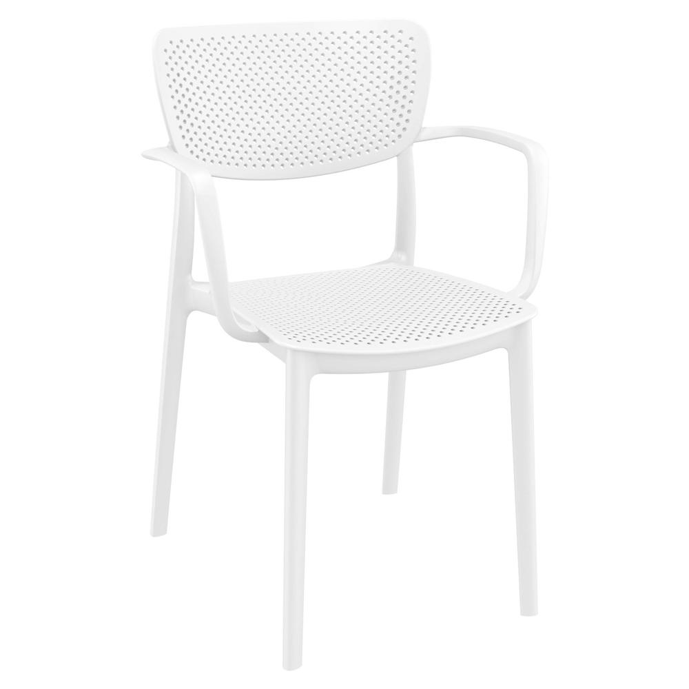 Loft Outdoor Dining Arm Chair White, Set of 2. Picture 1