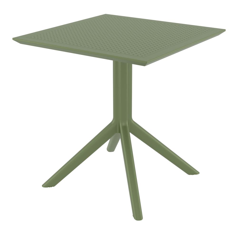 Lucy Outdoor Bistro Set 3 Piece with 27 inch Table Top Olive Green. Picture 3