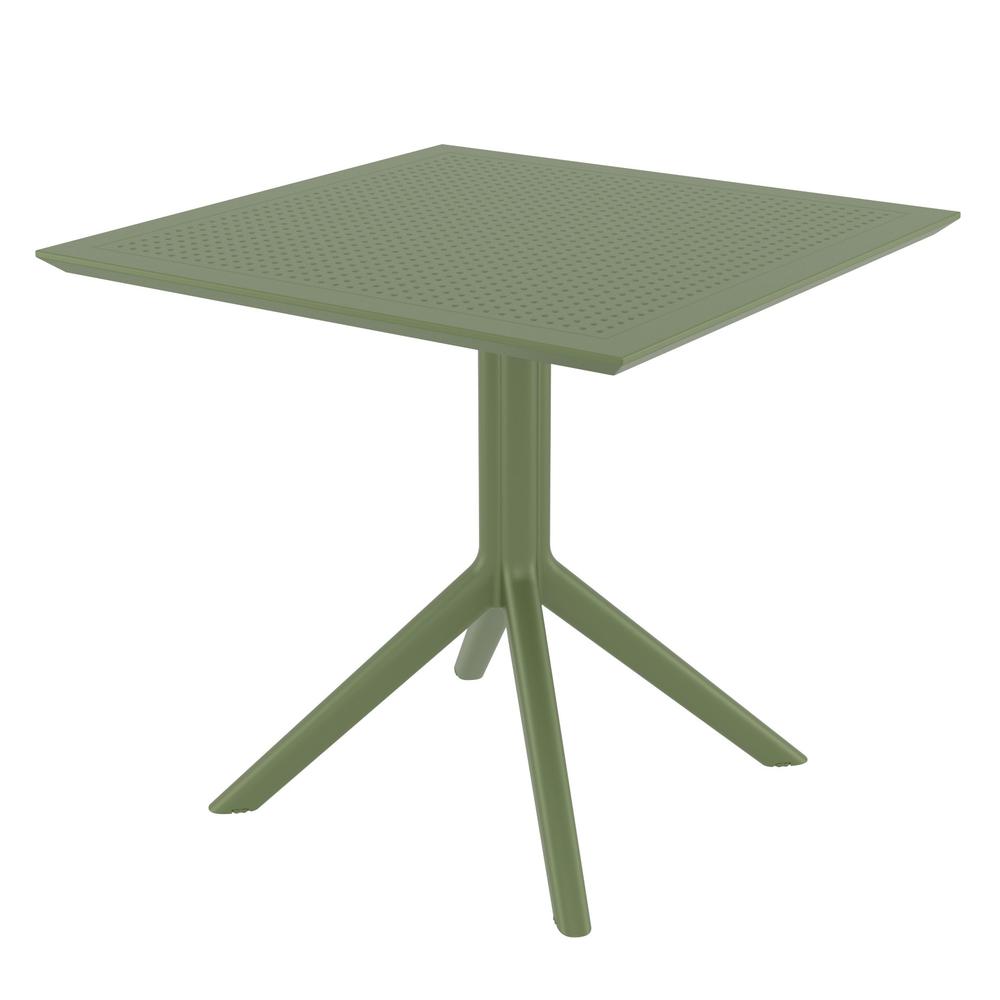 Lucy Outdoor Bistro Set 3 Piece with 31 inch Table Top Olive Green. Picture 3