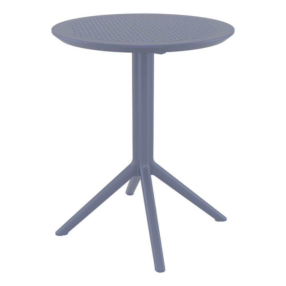 Lucy Round Bistro Set 3 Piece with 24 inch Table Top Dark Gray. Picture 3