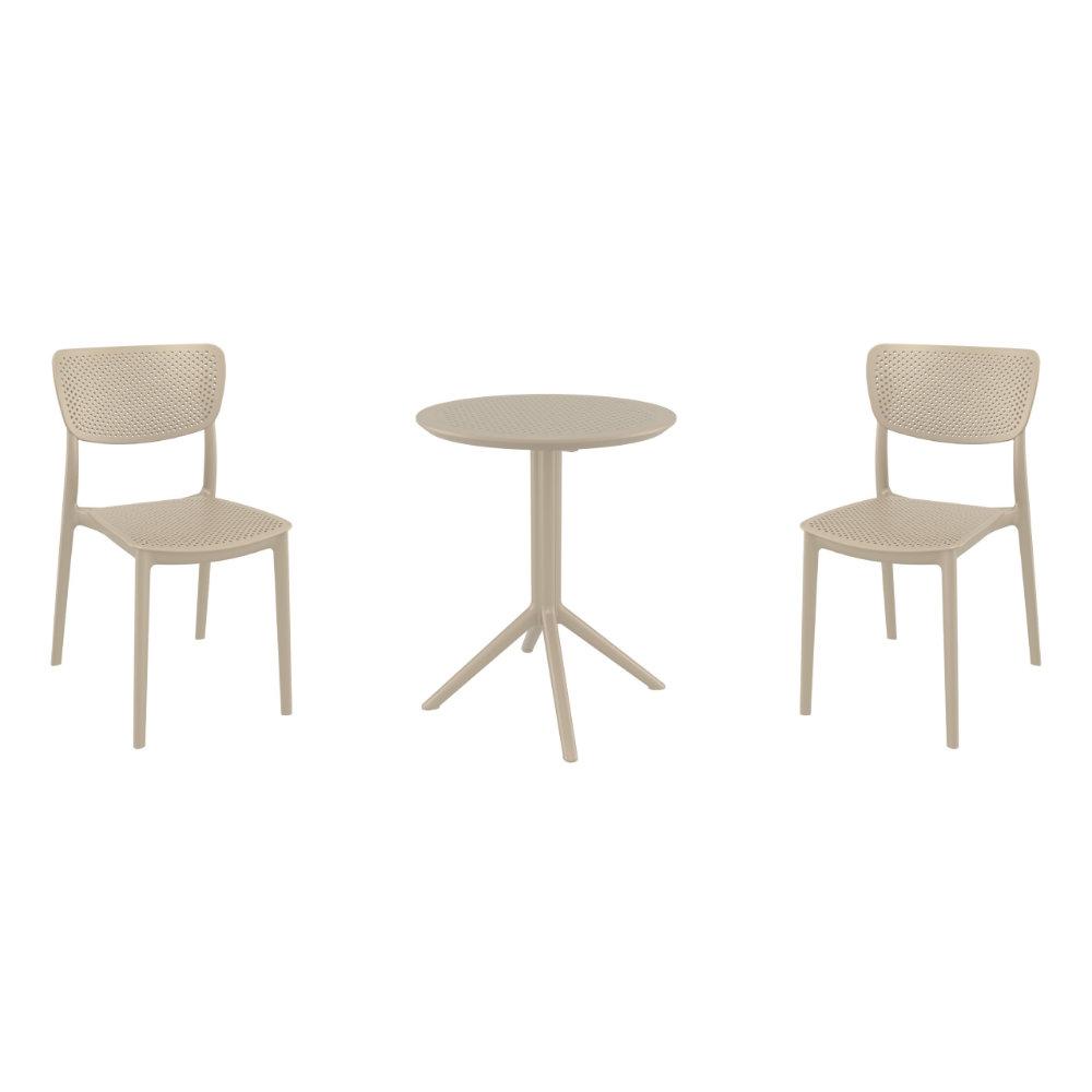 Lucy Round Bistro Set 3 Piece with 24 inch Table Top Taupe. Picture 4