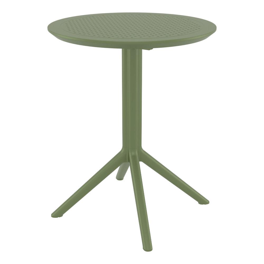 Lucy Round Bistro Set 3 Piece with 24 inch Table Top Olive Green. Picture 3