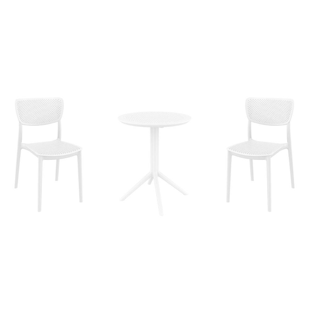 Lucy Round Bistro Set 3 Piece with 24 inch Table Top White. Picture 4
