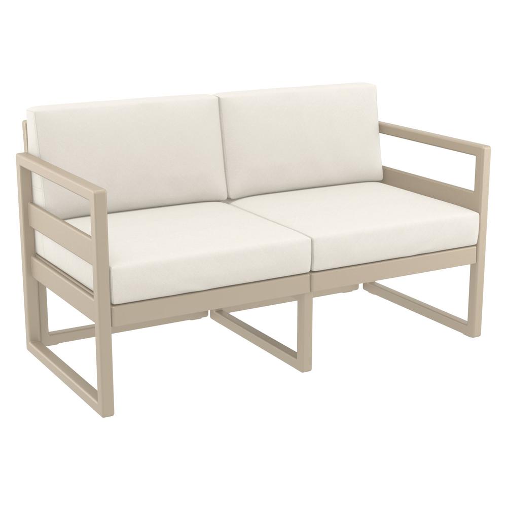 Mykonos Patio Loveseat Taupe with Sunbrella Natural Cushion. Picture 1