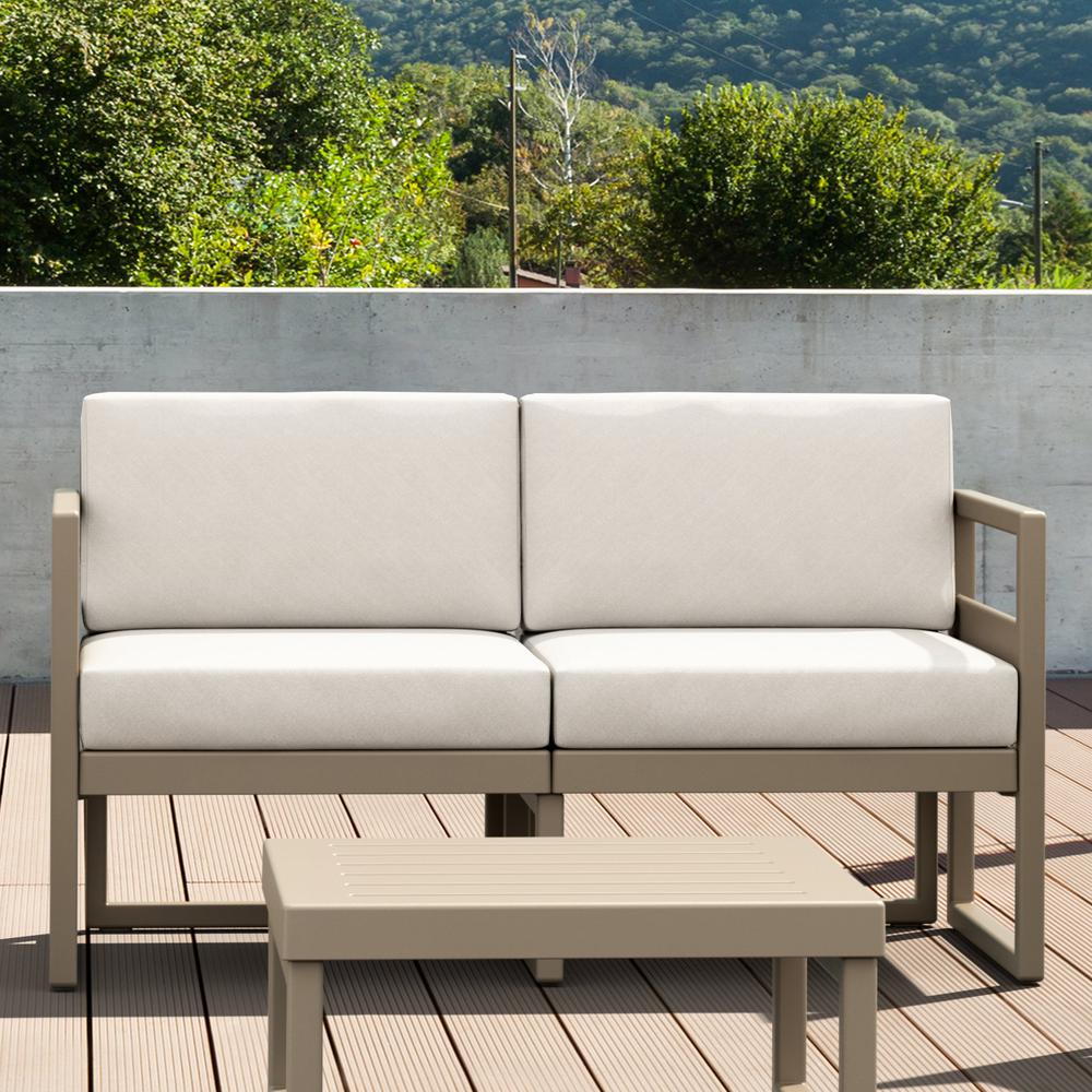 Mykonos Patio Loveseat Taupe with Sunbrella Natural Cushion. Picture 3