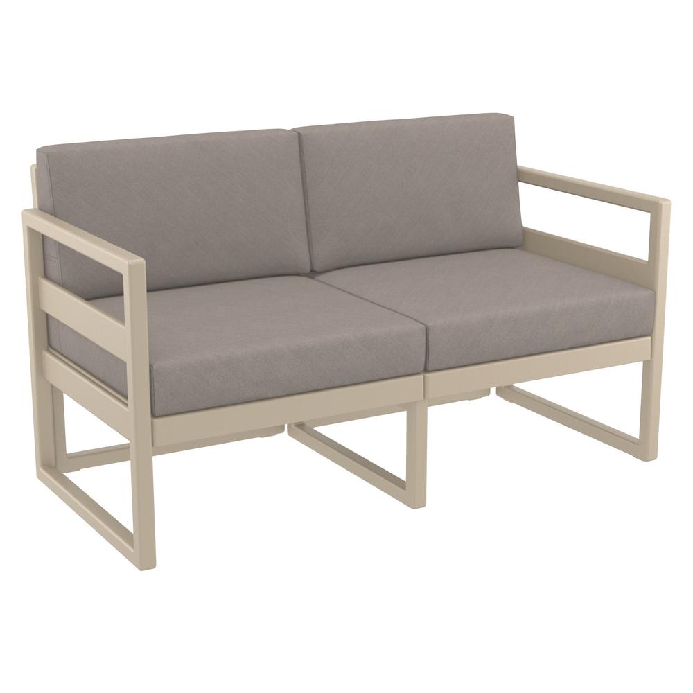 Mykonos Patio Loveseat Taupe with Sunbrella Taupe Cushion. Picture 1