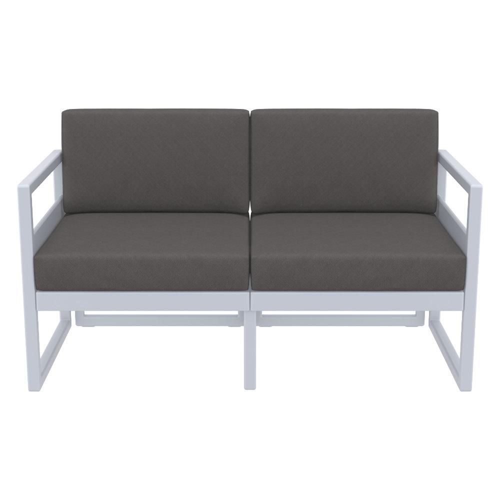 Mykonos Patio Loveseat Silver with Sunbrella Charcoal Cushion. Picture 3