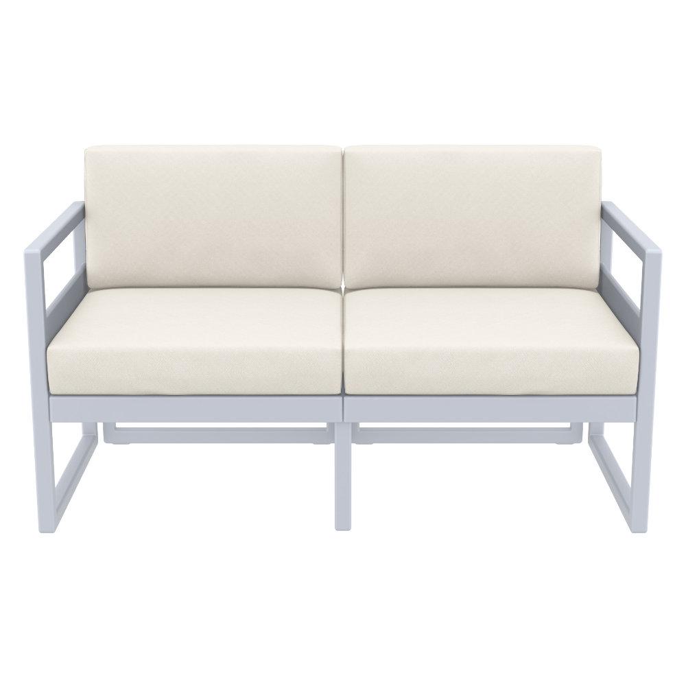 Mykonos Patio Loveseat Silver with Sunbrella Natural Cushion. Picture 3