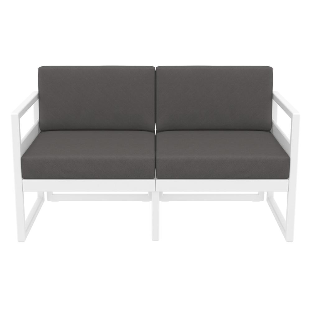 Mykonos Patio Loveseat White with Sunbrella Charcoal Cushion. Picture 7