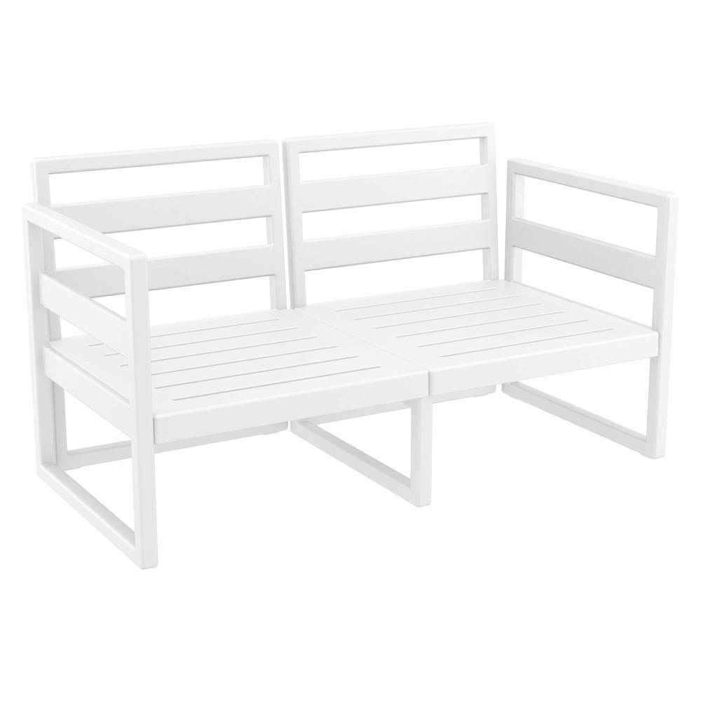 Mykonos Patio Loveseat White with Sunbrella Charcoal Cushion. Picture 10