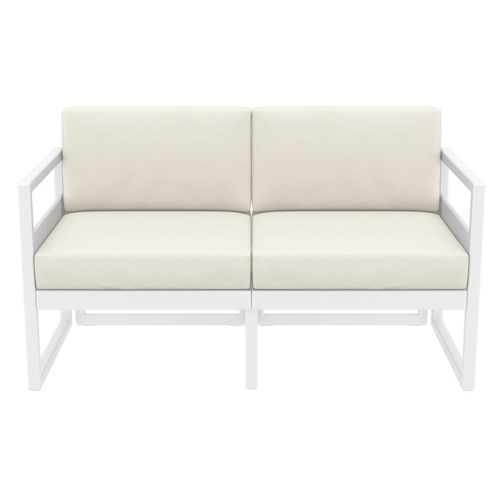 Mykonos Patio Loveseat White with Sunbrella Natural Cushion. Picture 5