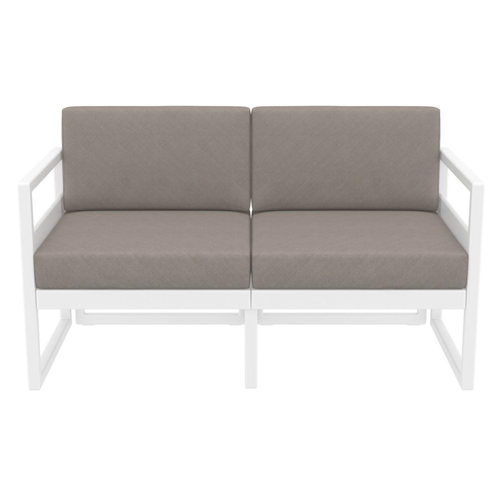 Mykonos Patio Loveseat White with Sunbrella Taupe Cushion. Picture 6