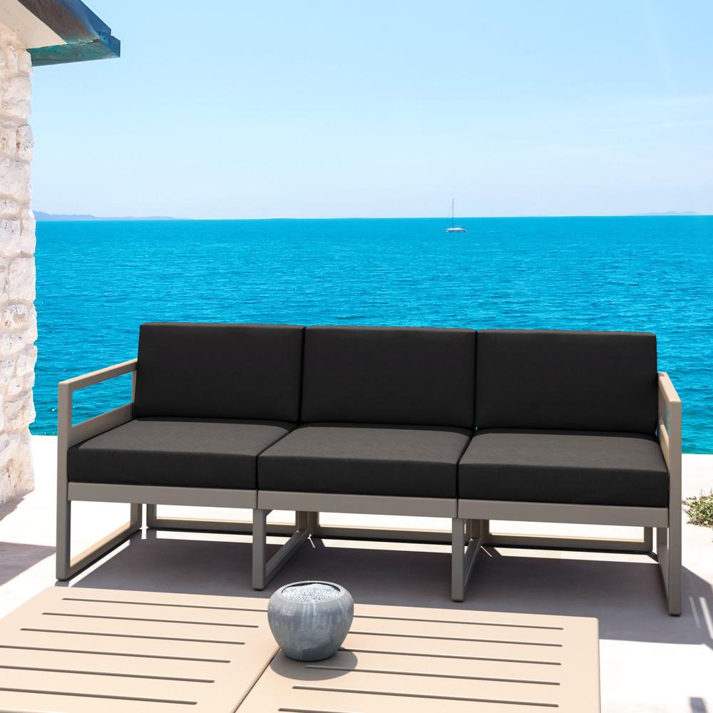 Mykonos Patio Sofa Taupe with Sunbrella Charcoal Cushion. Picture 3