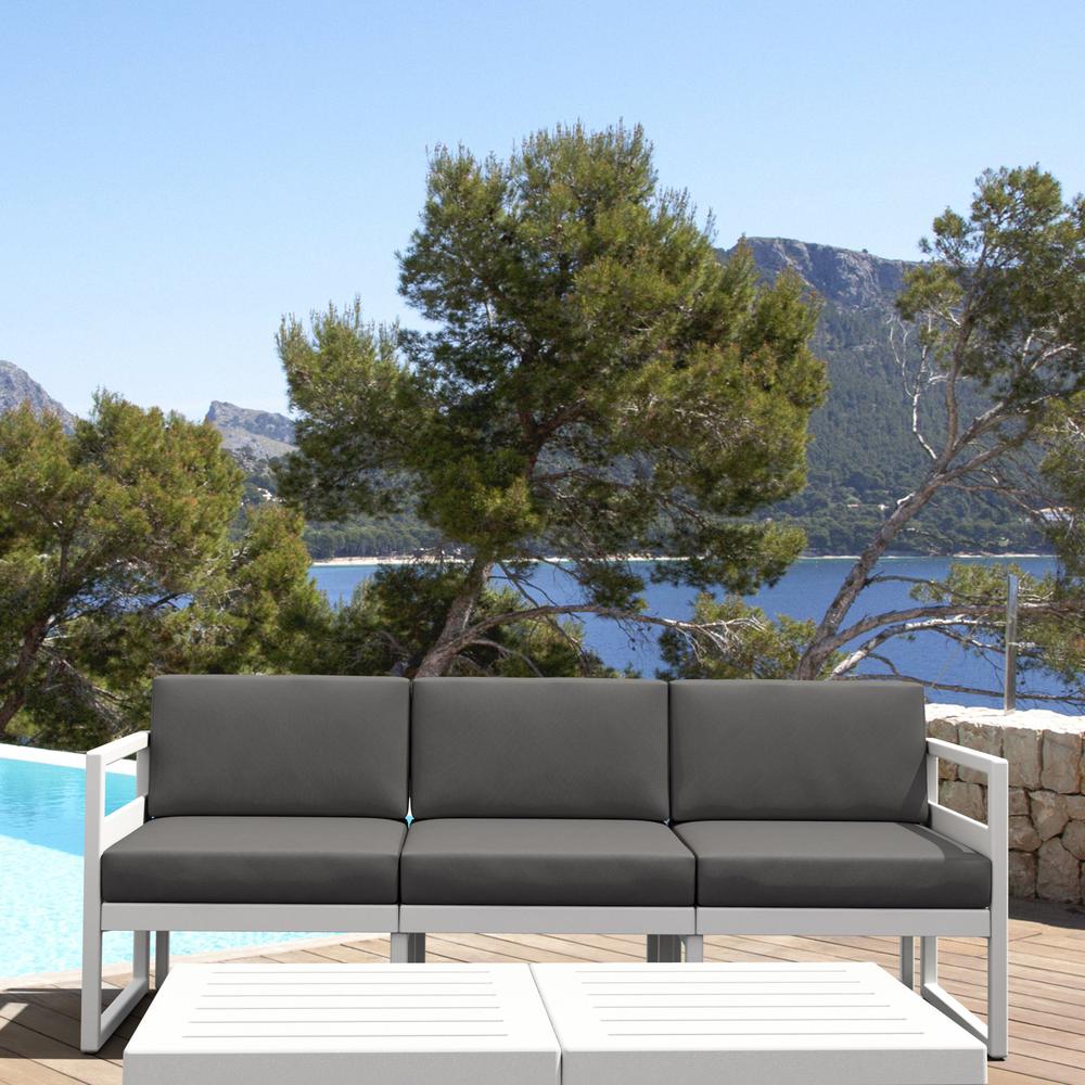 Mykonos Patio Sofa White with Sunbrella Charcoal Cushion. Picture 3