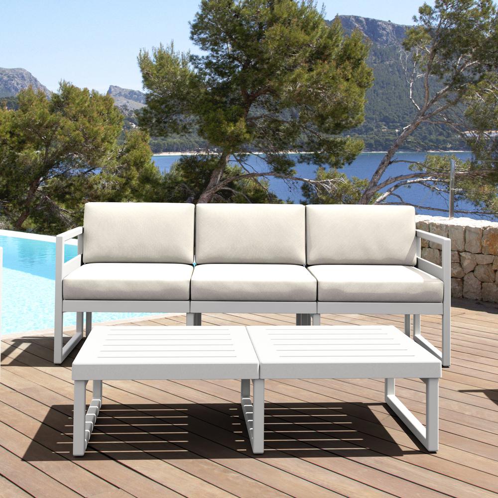 Mykonos Patio Sofa White with Sunbrella Natural Cushion. Picture 3