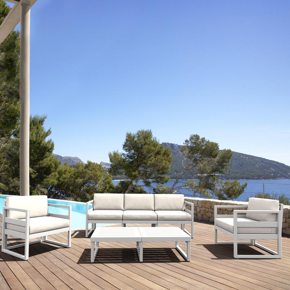 Mykonos Patio Sofa White with Sunbrella Natural Cushion. Picture 4