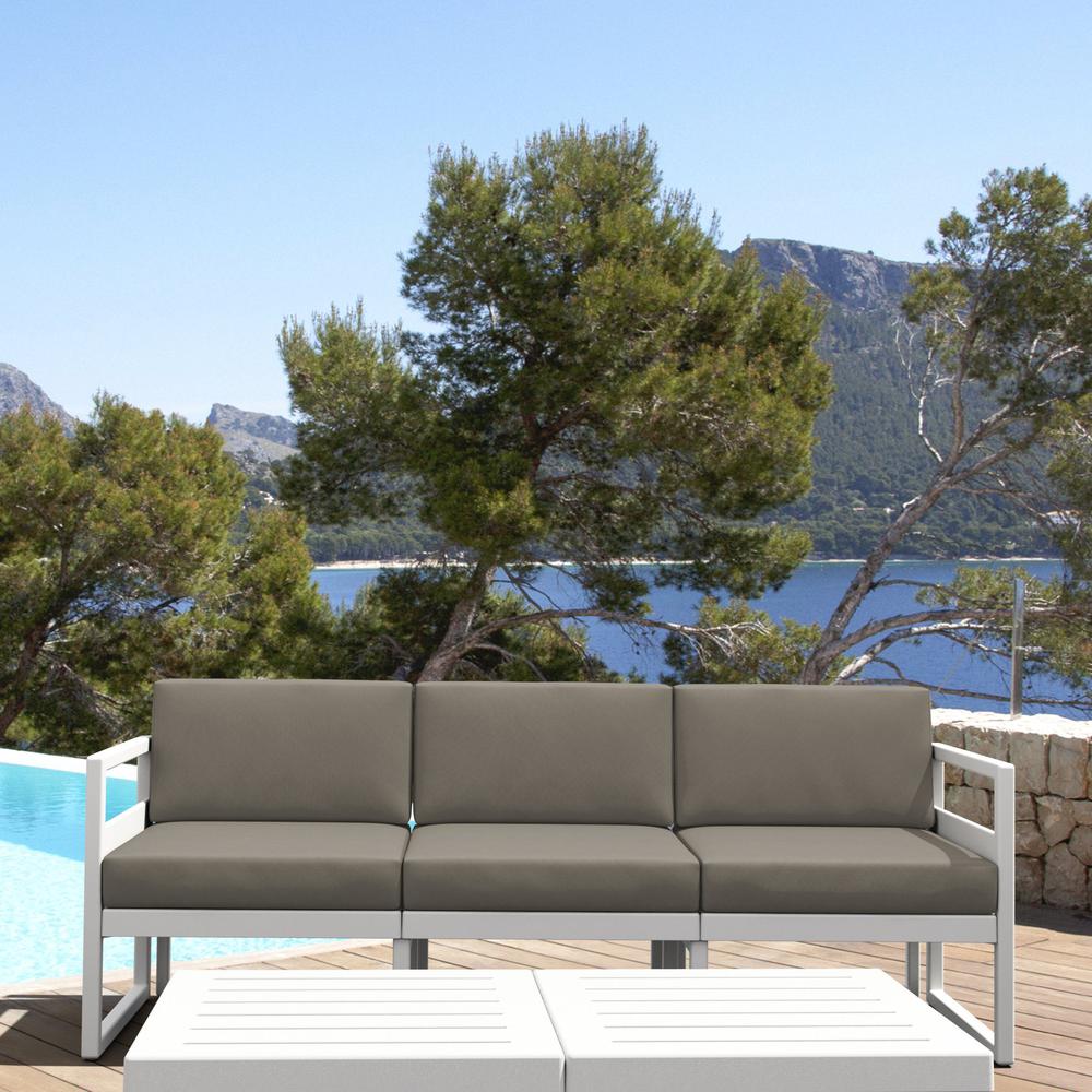 Mykonos Patio Sofa White with Sunbrella Taupe Cushion. Picture 3