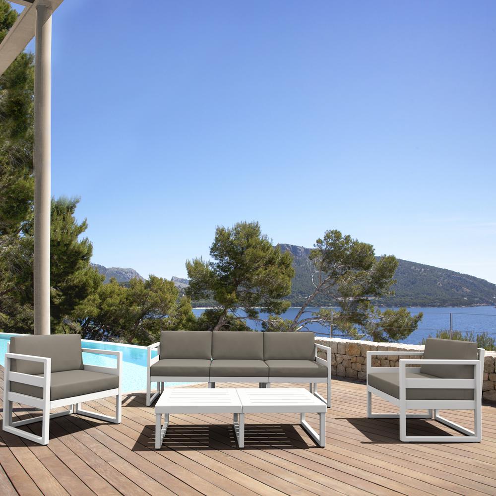 Mykonos Patio Sofa White with Sunbrella Taupe Cushion. Picture 4