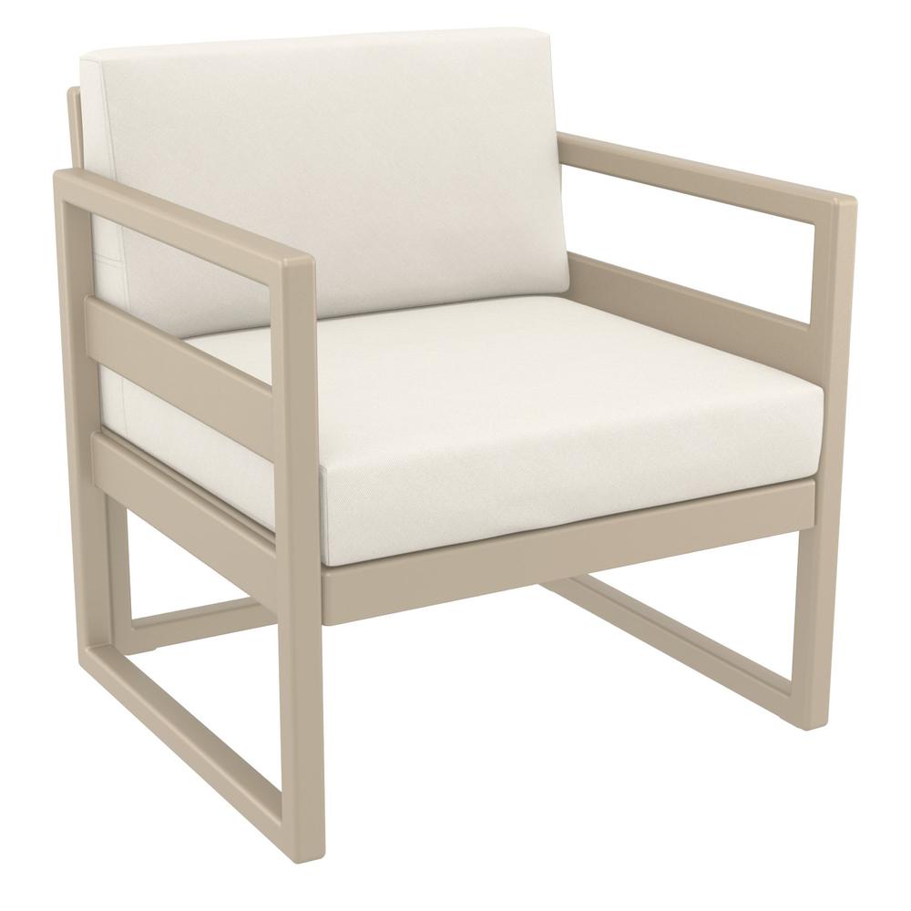 Mykonos Patio Club Chair Taupe with Sunbrella Natural Cushion. Picture 1