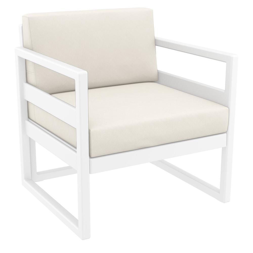 Mykonos Patio Club Chair White with Sunbrella Natural Cushion. Picture 1