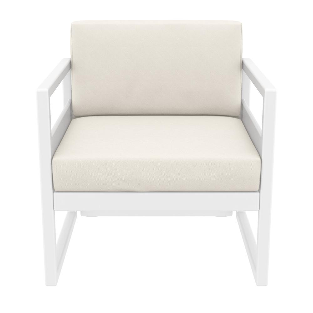 Mykonos Patio Club Chair White with Sunbrella Natural Cushion. Picture 7