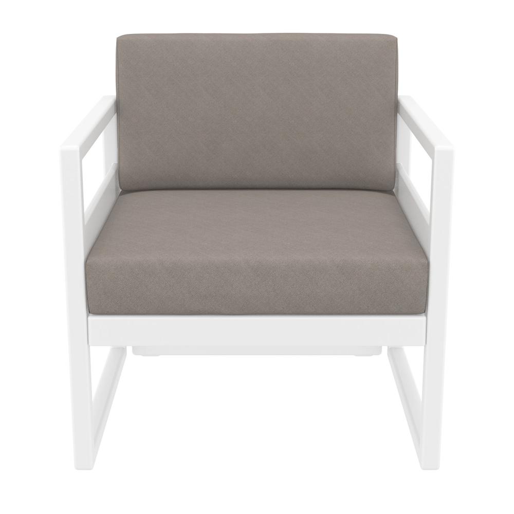 Mykonos Patio Club Chair White with Sunbrella Taupe Cushion. Picture 8