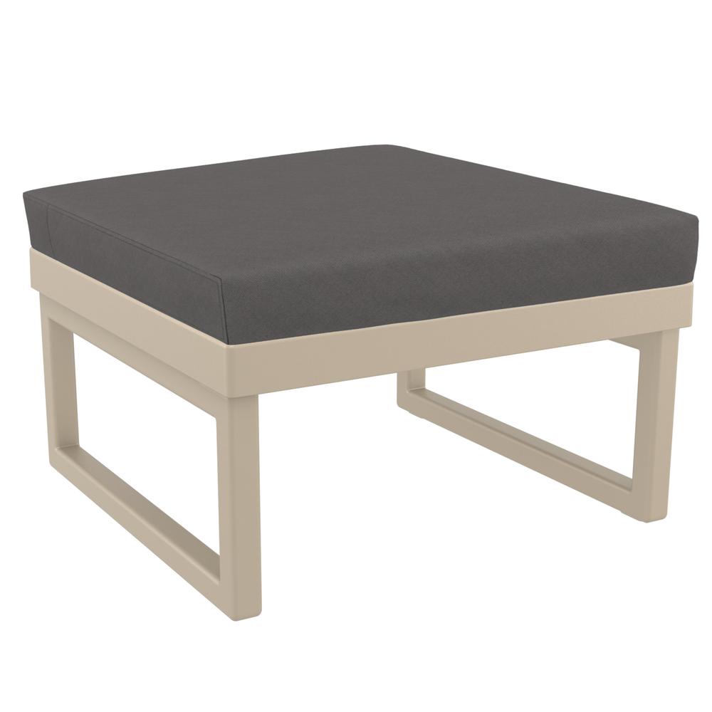 Mykonos Ottoman Taupe with Sunbrella Charcoal Cushion. Picture 1