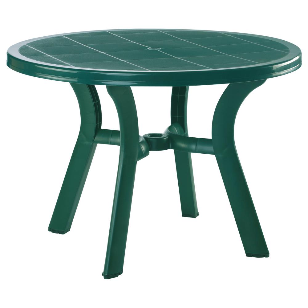 Truva Resin Round Dining Table 42 inch Green. Picture 1