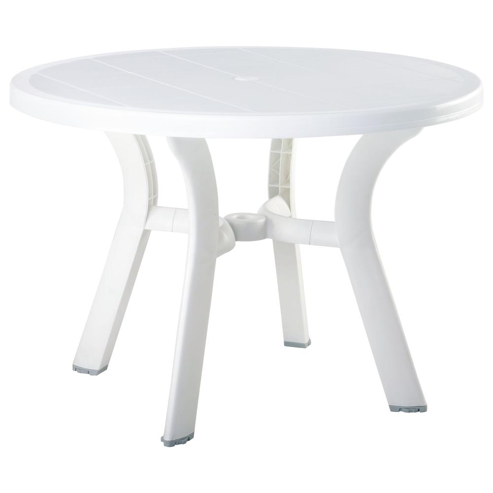 Truva Resin Round Dining Table 42 inch White. Picture 1