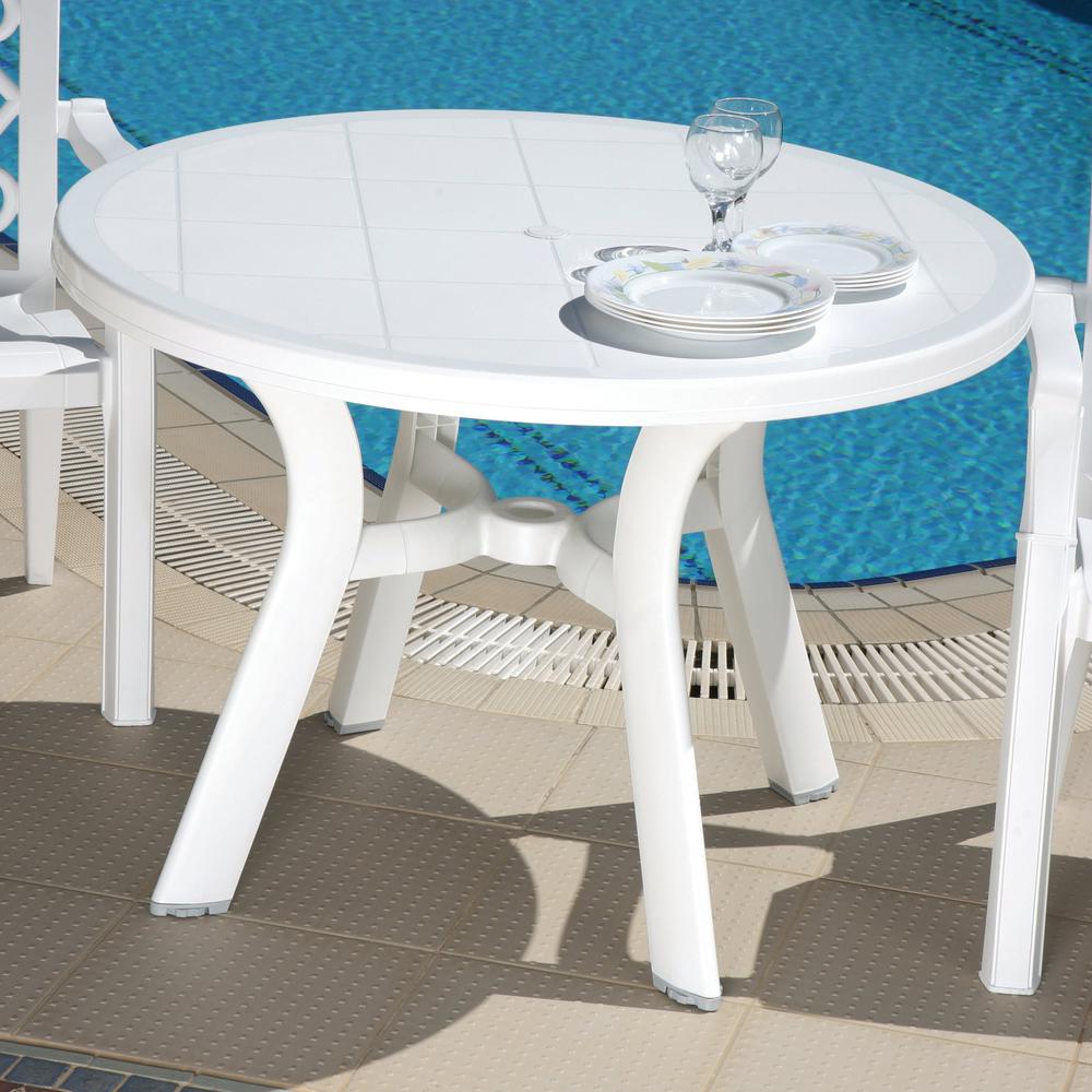 Truva Resin Round Dining Table 42 inch White. Picture 2