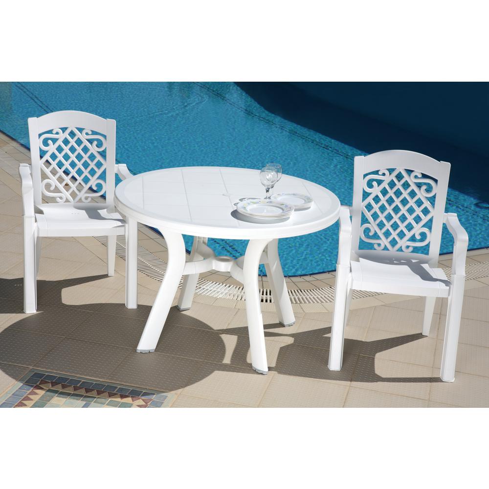 Truva Resin Round Dining Table 42 inch White. Picture 3