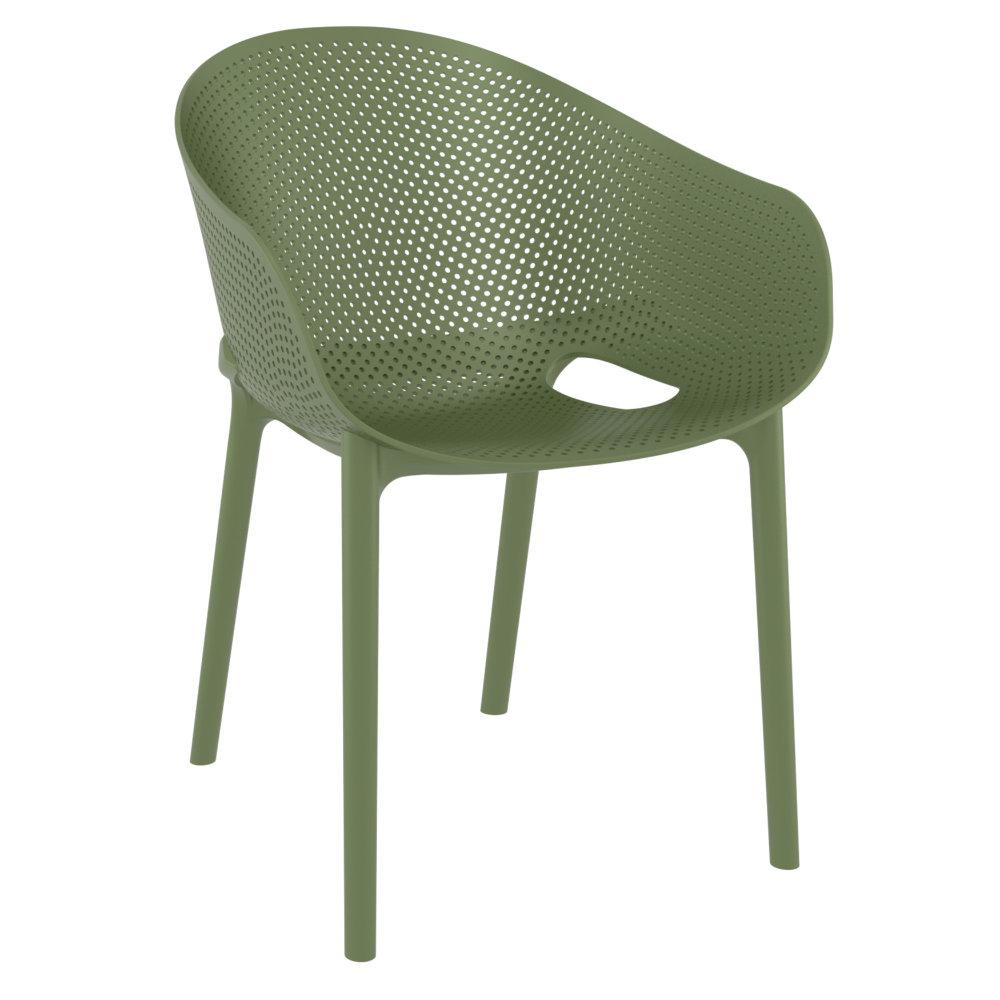 Sky Pro Stacking Dining Chair Olive Green. Picture 1