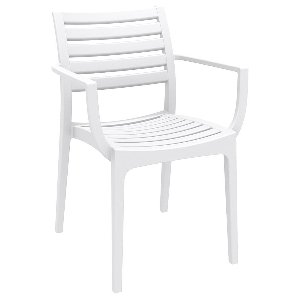 Resin Square Dining Set with 4 Arm Chairs White. Picture 2