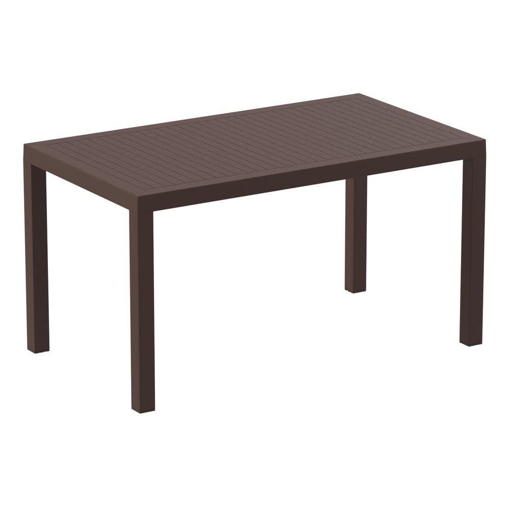 Ares Resin Rectangle Dining Table Brown 55 inch. Picture 1