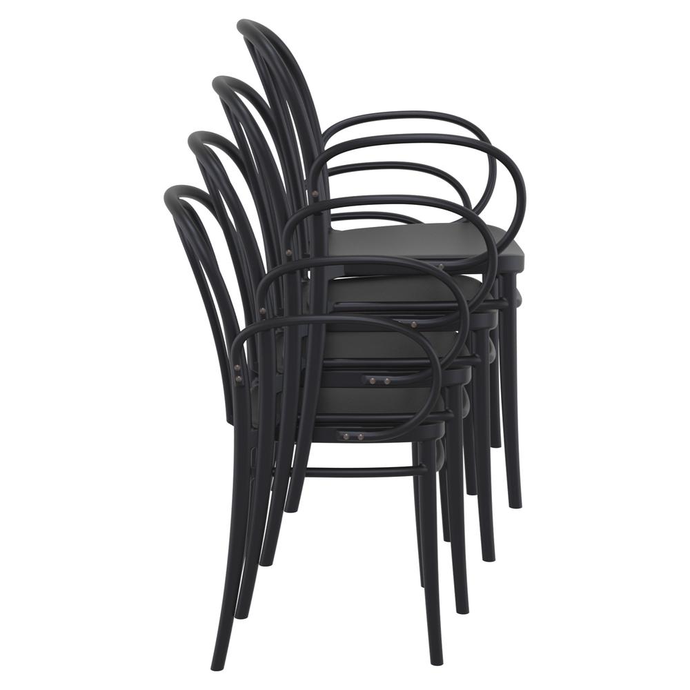 Victor XL Resin Outdoor Arm Chair Black, Set of 2. Picture 6