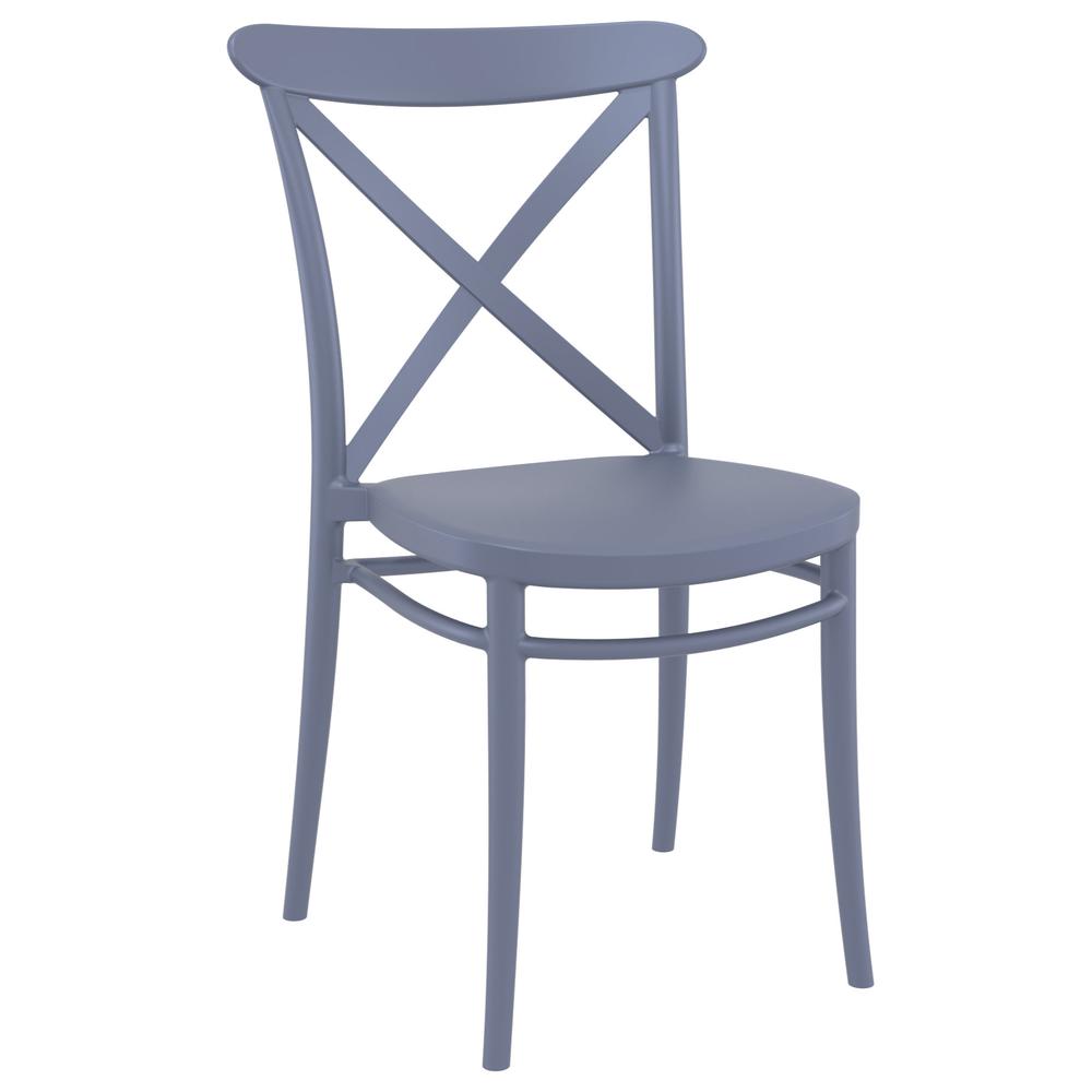 Cross Resin Outdoor Chair Dark Gray, Set of 2. Picture 1
